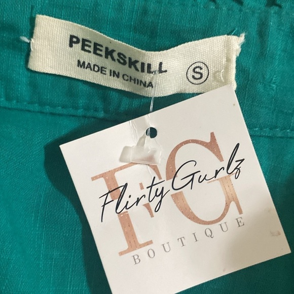 Peekskill set pant blouse women S teal ruffles button down event vacation Y2K - Picture 5 of 12